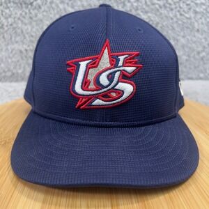 New Era 59FIFTY USA Baseball Fitted Hat Blue 7 5/8 Diamond Jacquard Pivot Knit